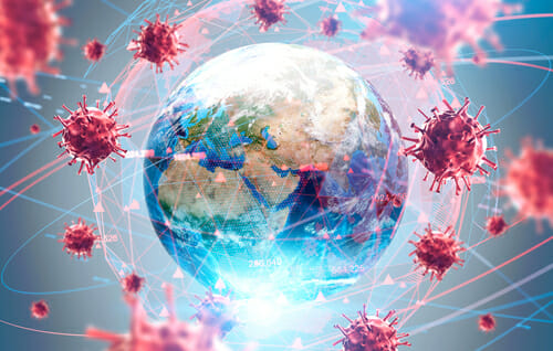 Coronavirus flu illustration over Earth background