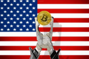 Bitcoin over american flag